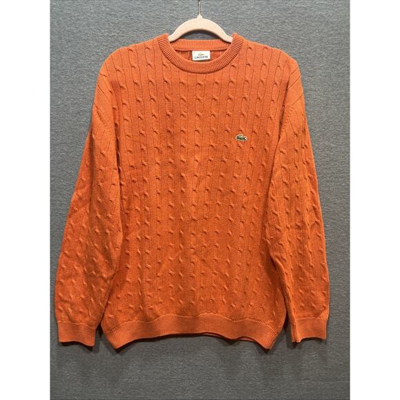 Vintage Lacoste Sweater Orange Crewneck Pullover Knit Jumper Mens Size 6 (XL) - Picture 1 of 13